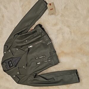 LEVI'S - Women's Faux Leather MOTO JACKET in SAGE - Sz L NWT